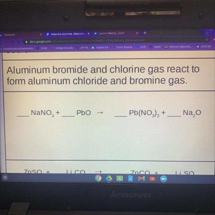 Bromide aluminium chlorine chemical